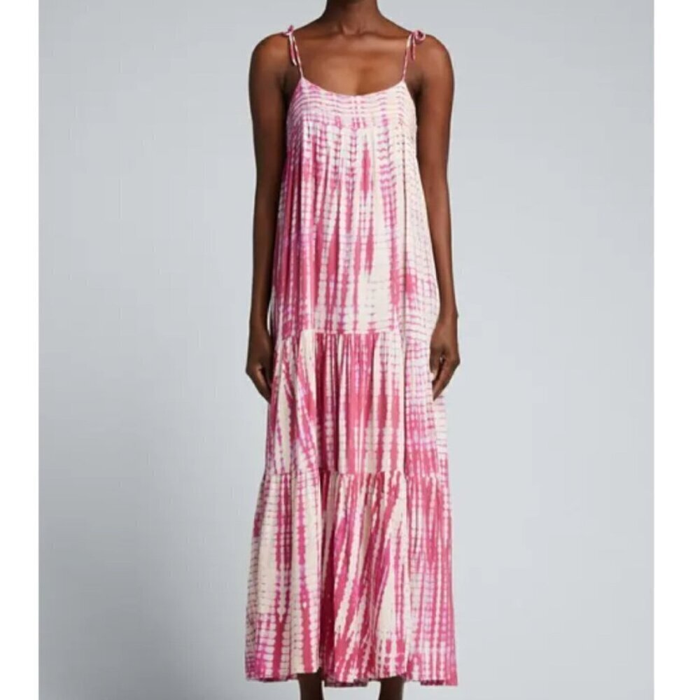 Natalie Martin Pink and White Maxi Dress. NWT